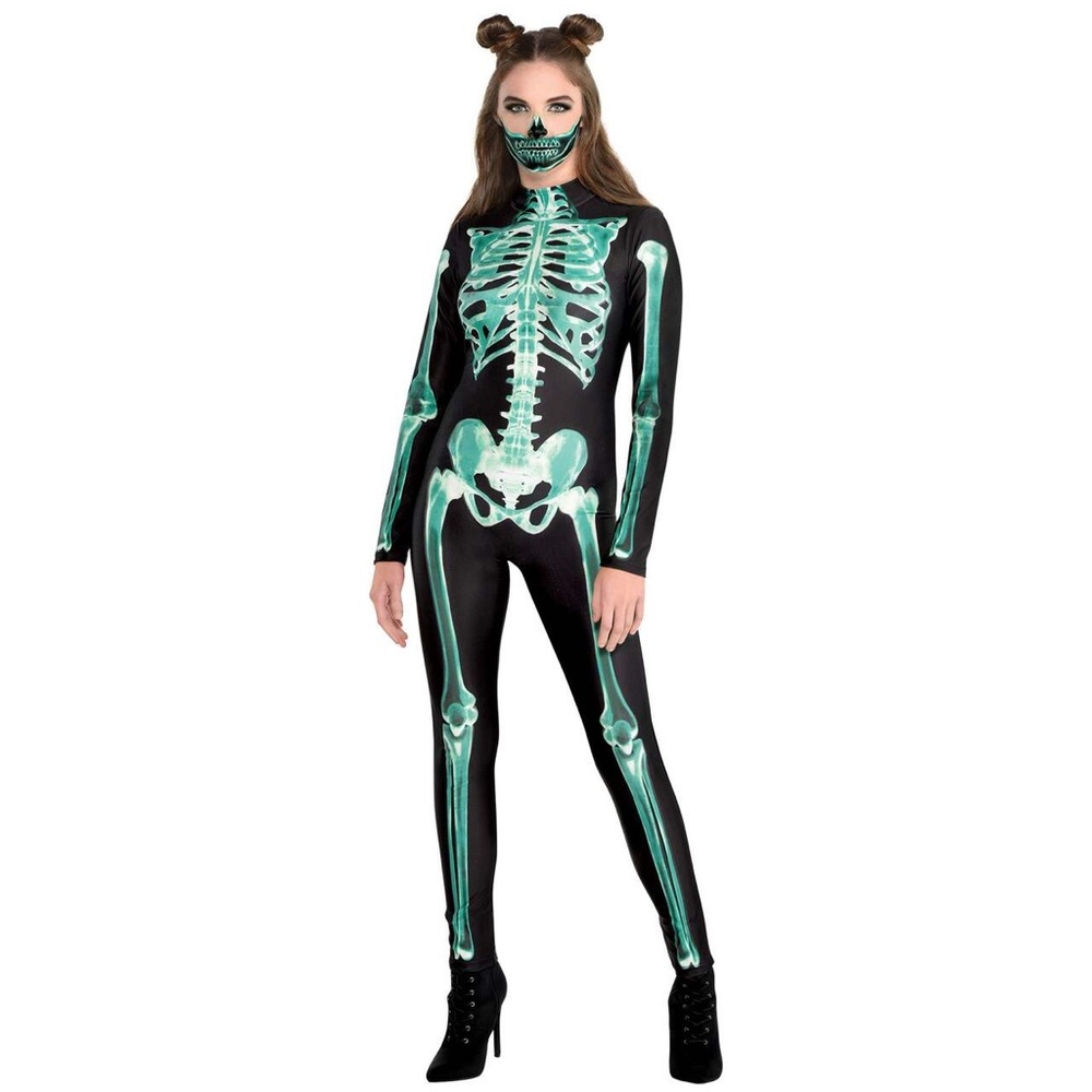 Skeleton Glow-in-the-Dark Full Body Catsuit Costume Adult Size L/XL NWT - Picture 9 of 9